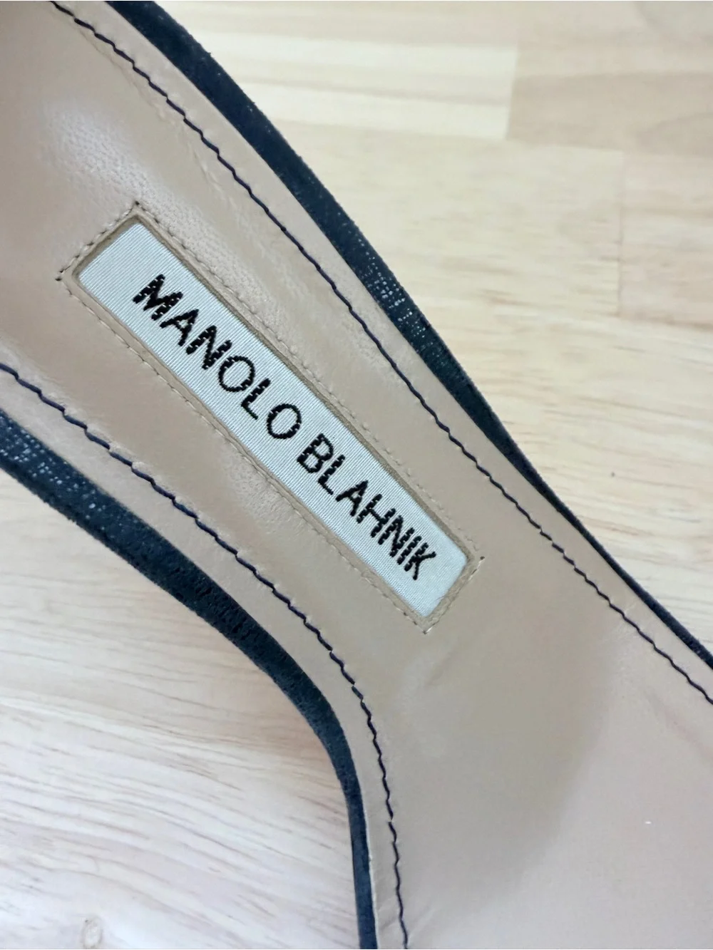 Manolo Blahnik Metallic Navy Ankle Strap Sandals Heels 36.5 | Minimalist Luxury - Picture 13 of 14